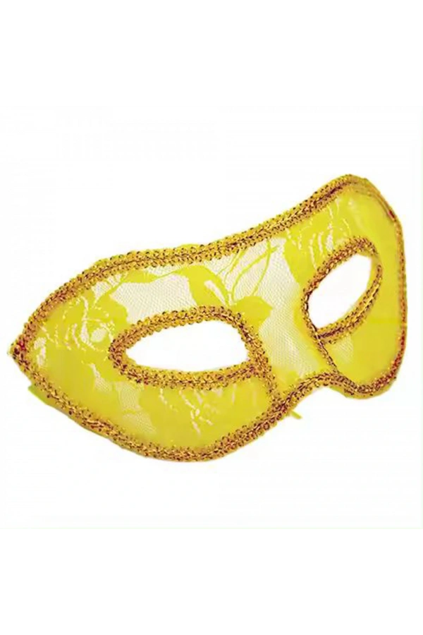 Bidebuvar Sarı Dantel Tül Parti Maskesi