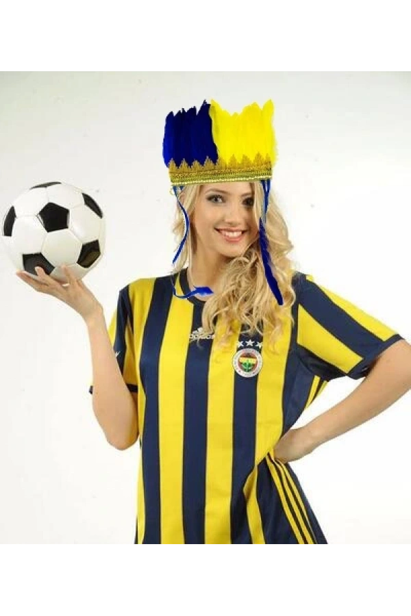 Bidebuvar Sarı Lacivert Taraftar Tüylü Saç Bandı