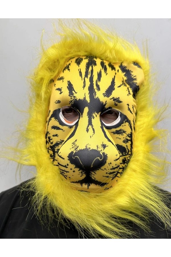 Bidebuvar Sarı Yeleli Sarı Saçlı Aslan Maskesi Mega Peluş 2 No