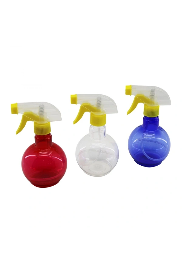 Bidebuvar Şeffaf Tombul Boş Sprey Şişesi - 350 ml - Püskürtücü Başlık - Renkli