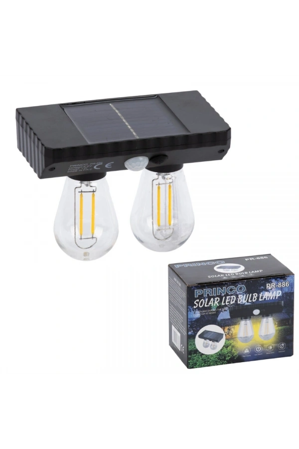 Bidebuvar Sensörlü Solar İkili LED Ampul Lamba - Çift Başlıklı - Güneş Enerjili Aydınlatma