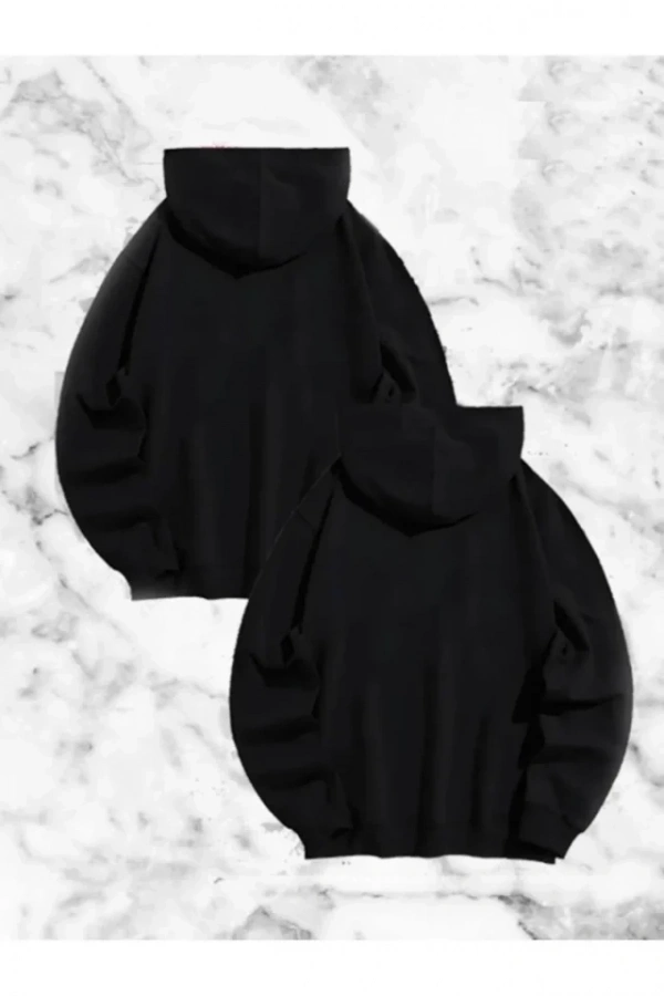 Bidebuvar Sevgili Çift Kombini Örümcek Baskılı Kapüşonlu Sweatshirt Hoodie - Siyah