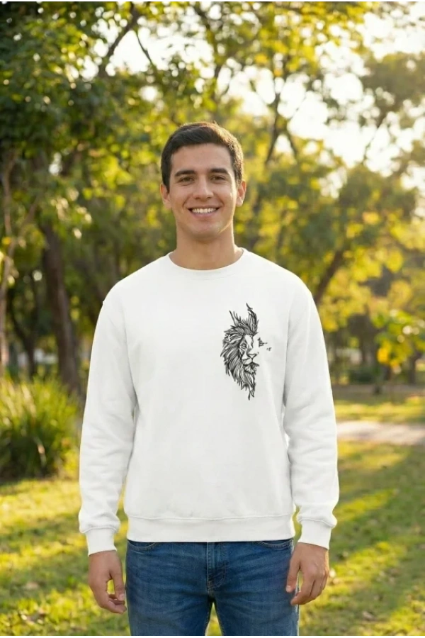 Bidebuvar Sevgililer Günü Baskılı Oversize Bisiklet Yaka Sweatshirt - Beyaz