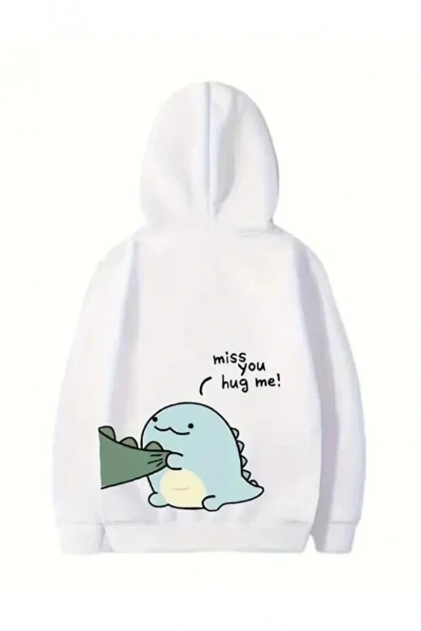 Bidebuvar Sevgililer Günü Özel Unisex Kapüşonlu Baskılı Oversize Sweatshirt - Beyaz