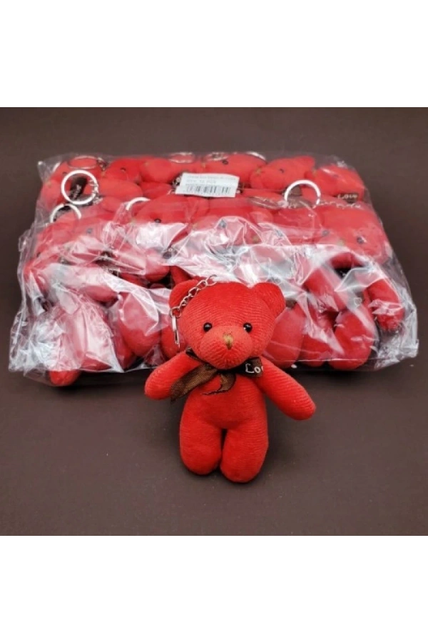 Bidebuvar Sevimli Ayıcık Anahtarlık Kırmızı Renk