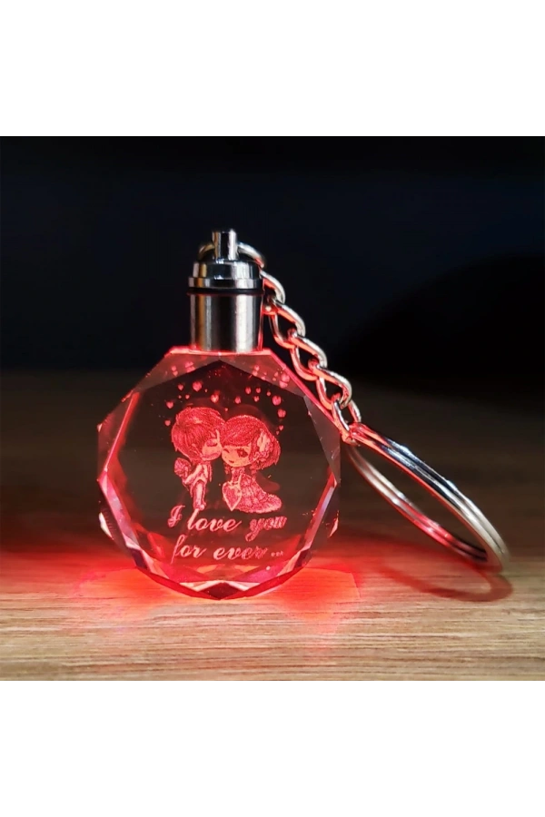 Bidebuvar Sevimli Çift Tasarımlı Kristal Renk Değiştiren Anahtarlık