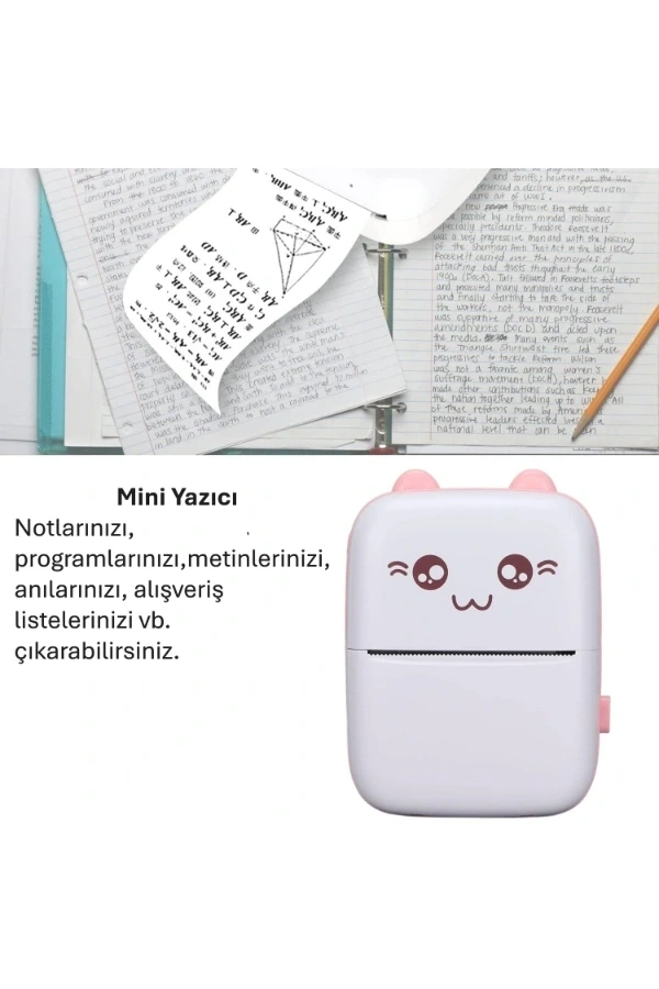 Bidebuvar Sevimli Mini Taşınabilir Yazıcı Printer