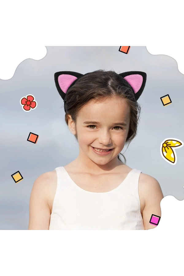 Bidebuvar Sevimli Pofuduk Kedi Kulak Taç 17x15 cm