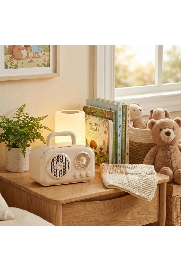 Bidebuvar Sevimli Tasarımlı Taşınabilir Radyolu Bluetooth Hoparlör Bej