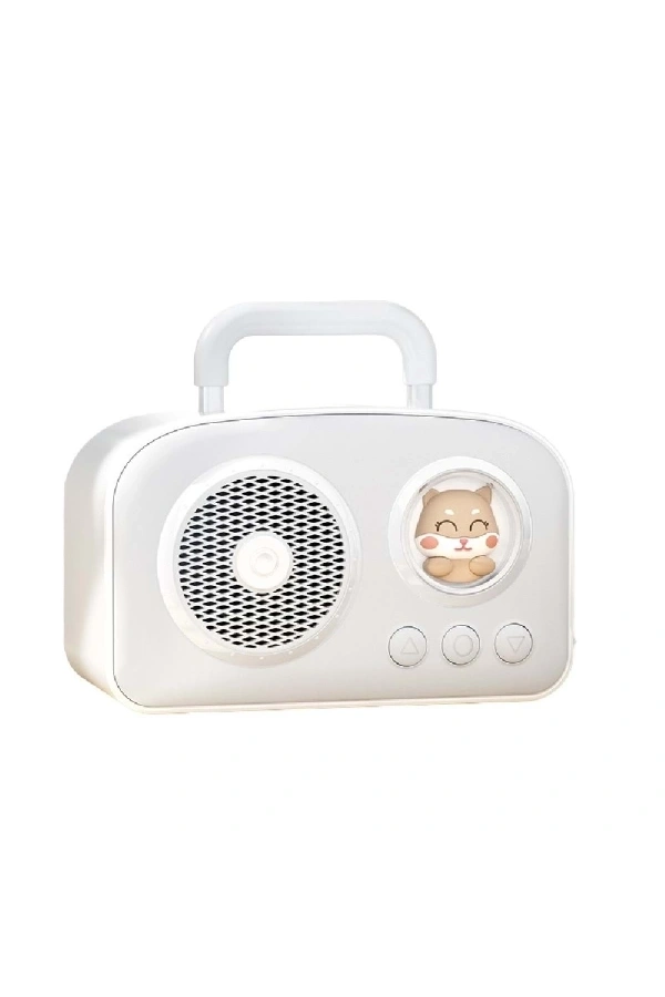 Bidebuvar Sevimli Tasarımlı Taşınabilir Radyolu Bluetooth Hoparlör Beyaz
