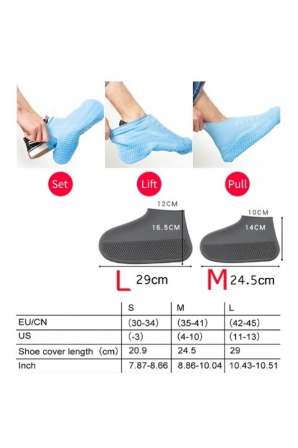 Bidebuvar Silikon Ayakkabı Kılıfı Kaymaz Su Kir Geçirmez  M Beden Beyaz