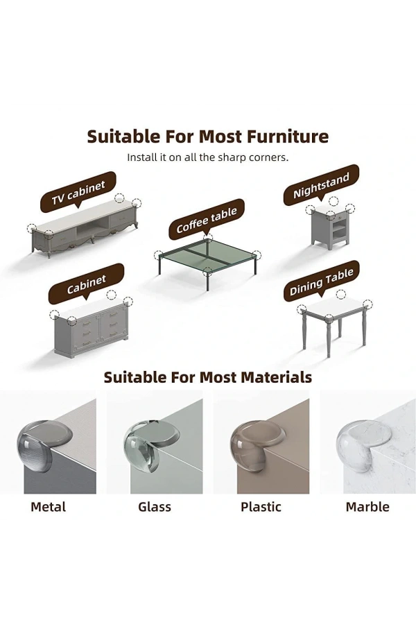 Bidebuvar Silikon Şeffaf Masa Kenarı Köşe Koruması