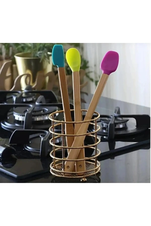 Bidebuvar Silikon Uçlu Isıya Dayanıklı Bambu Spatula 3lü Set