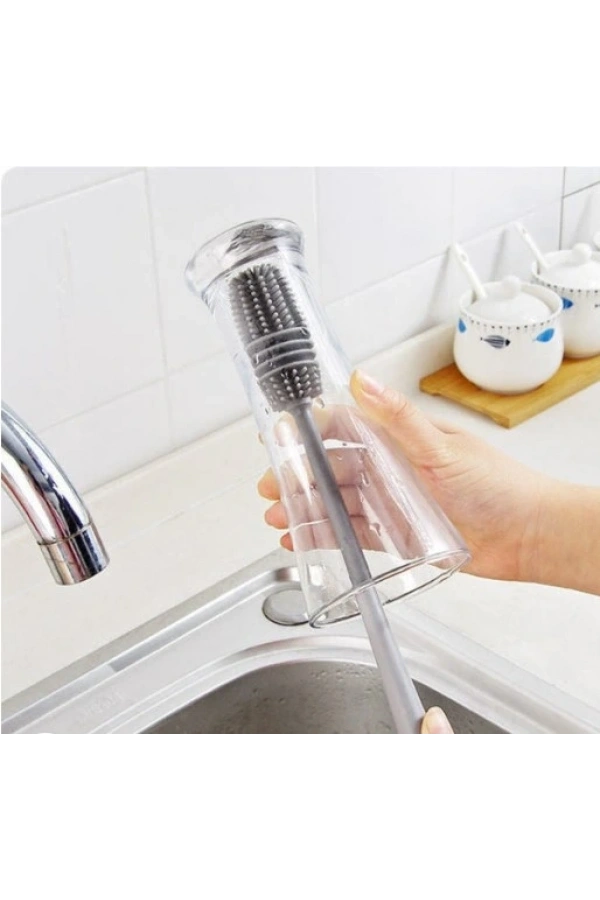 Bidebuvar Silikon Uzun Saplı Kavanoz Yıkama Fırçası