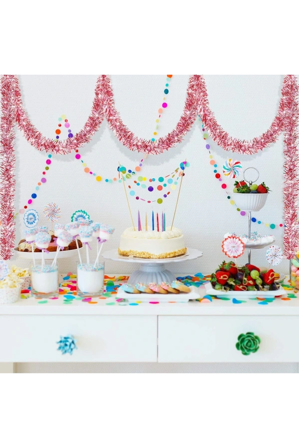 Bidebuvar Simli Parti Süsü 2 Metre Pembe