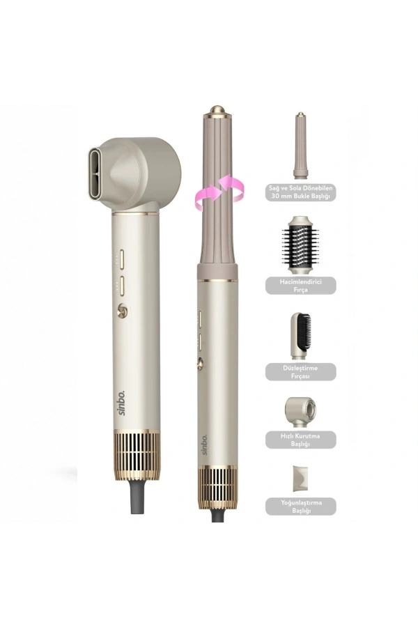 Bidebuvar Sinbo Air Brush Saç Şekillendirme Cihazı - 5 Başlıklı - Rose Gold Renk