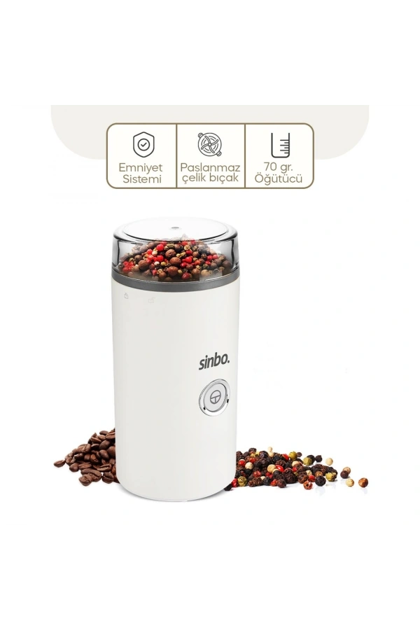Bidebuvar Sinbo Kahve Baharat Öğütücü - 70 gr Çelik Hazne - 2 Bıçaklı