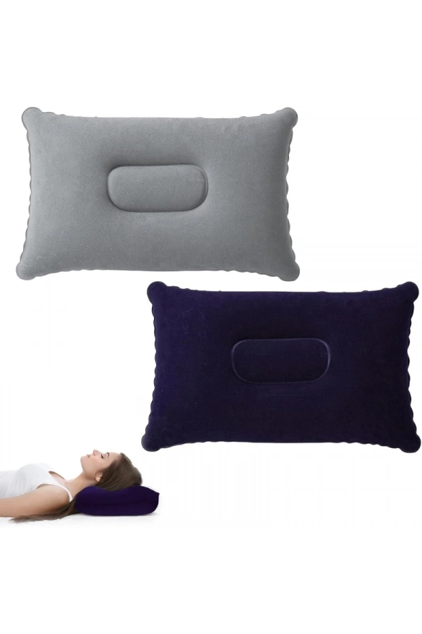 Bidebuvar Şişme Kamp ve Yolculuk Yastığı - Ergonomik - Kadife Yüzey