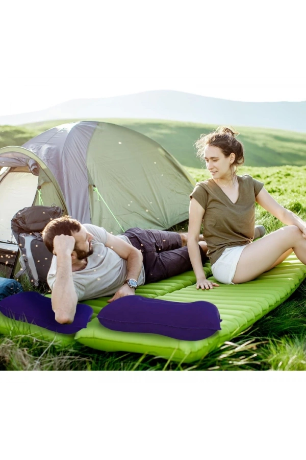 Bidebuvar Şişme Kamp ve Yolculuk Yastığı - Ergonomik - Kadife Yüzey