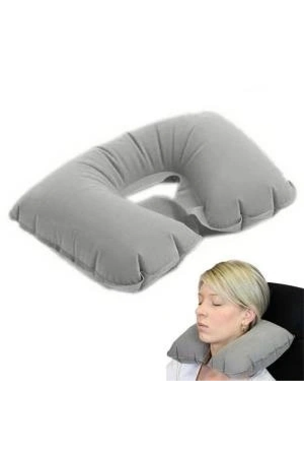 Bidebuvar Şişme Seyahat Yastığı Gri Lacivert