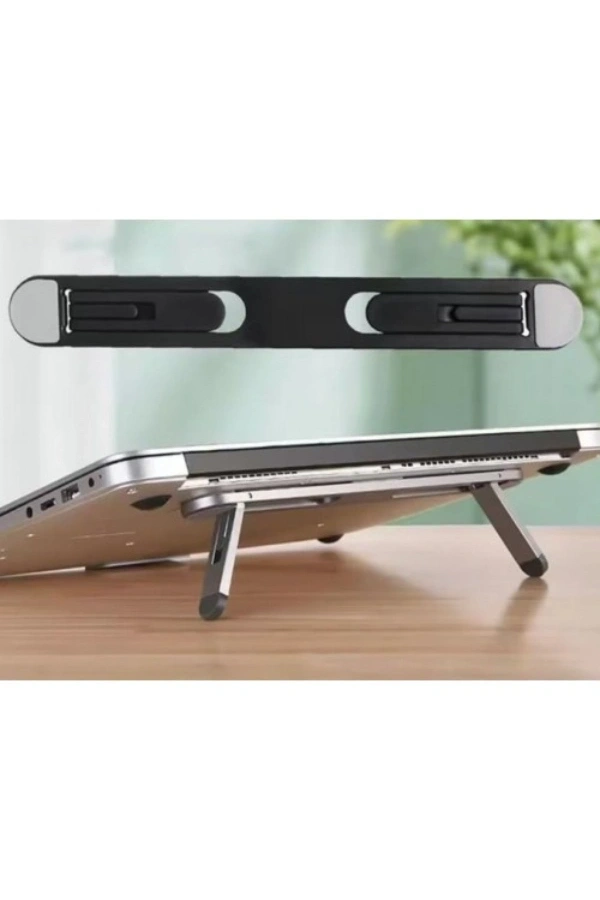 Bidebuvar Siyah 2 Kademeli Katlanabilir ve Yapışkanlı Laptop Standı