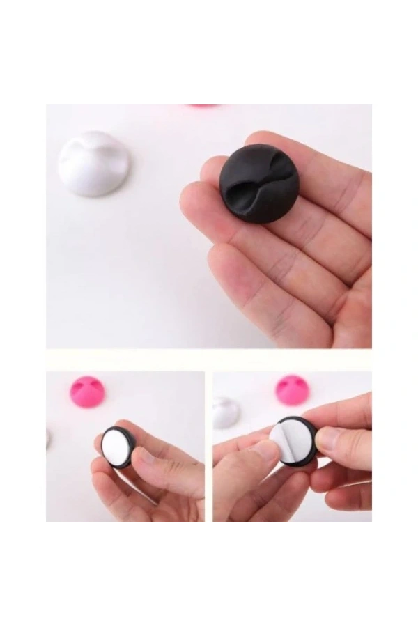 Bidebuvar Siyah Beyaz Kablo Sabitleme Klipsi 10lu