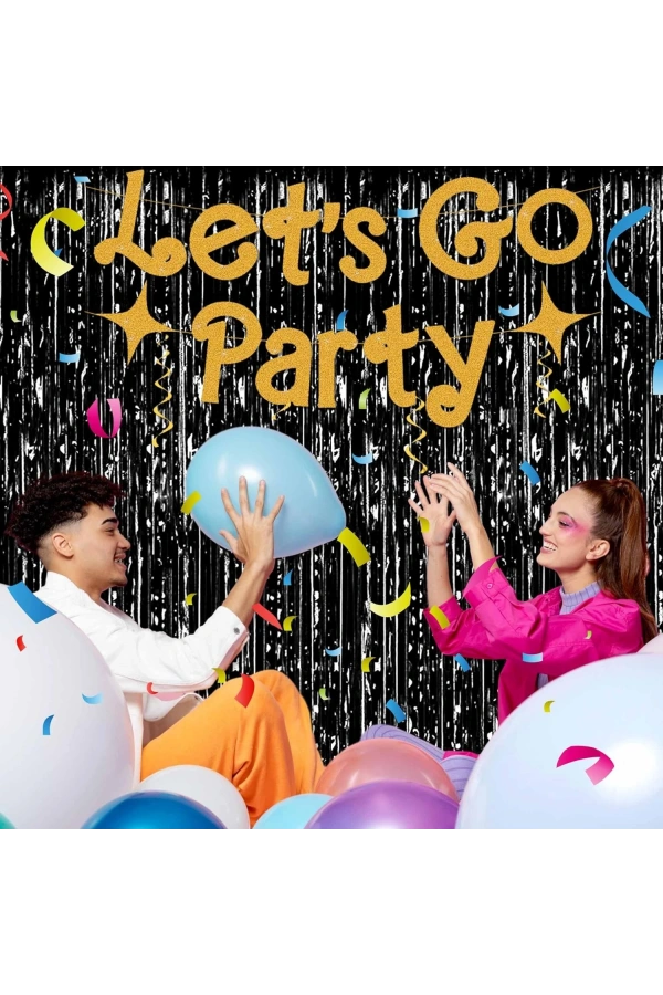 Bidebuvar Siyah Ekstra Metalize Parlak Saçaklı Arka Fon Perde