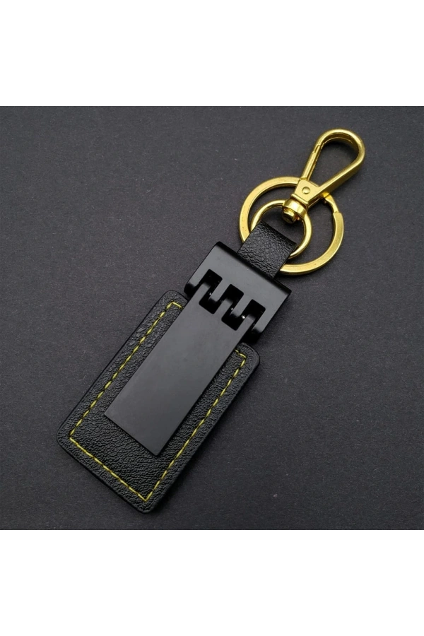 Bidebuvar Siyah Gold Deri Metal Anahtarlık