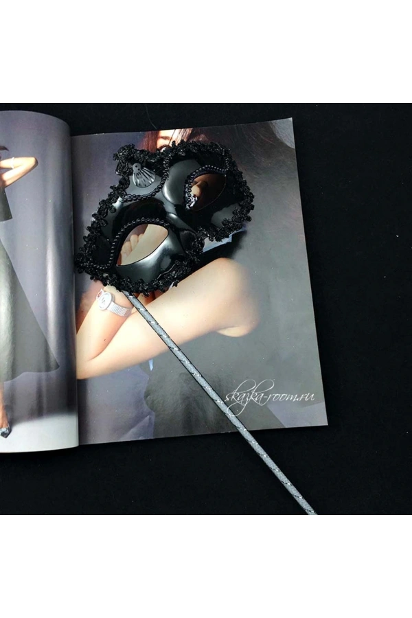 Bidebuvar Siyah Işıltılı Tutmalı Fotoğraf Çekimi Maskesi