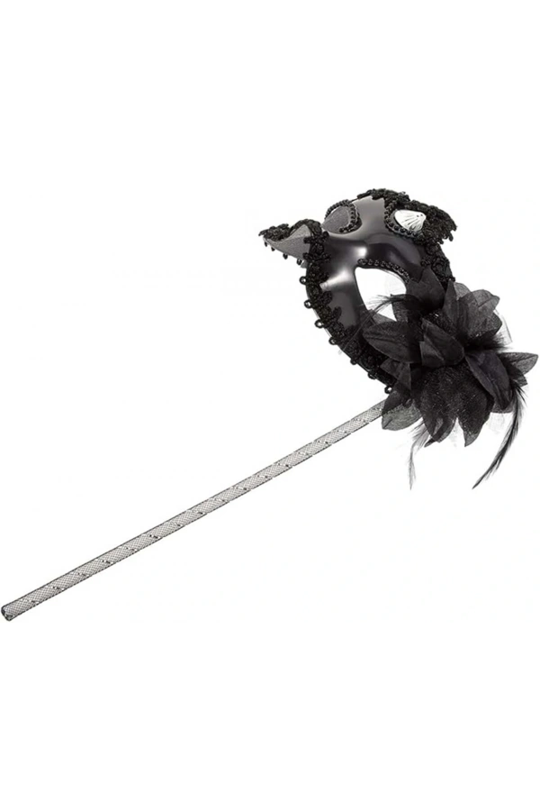 Bidebuvar Siyah Işıltılı Tutmalı Fotoğraf Çekimi Maskesi