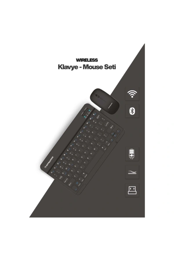 Bidebuvar Siyah Kablosuz Klavye Ve Mouse Seti