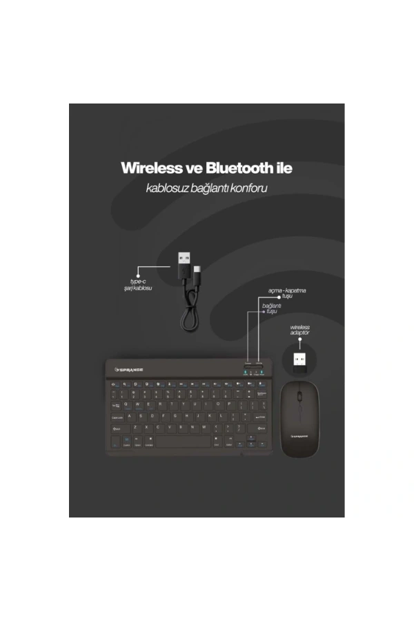 Bidebuvar Siyah Kablosuz Klavye Ve Mouse Seti