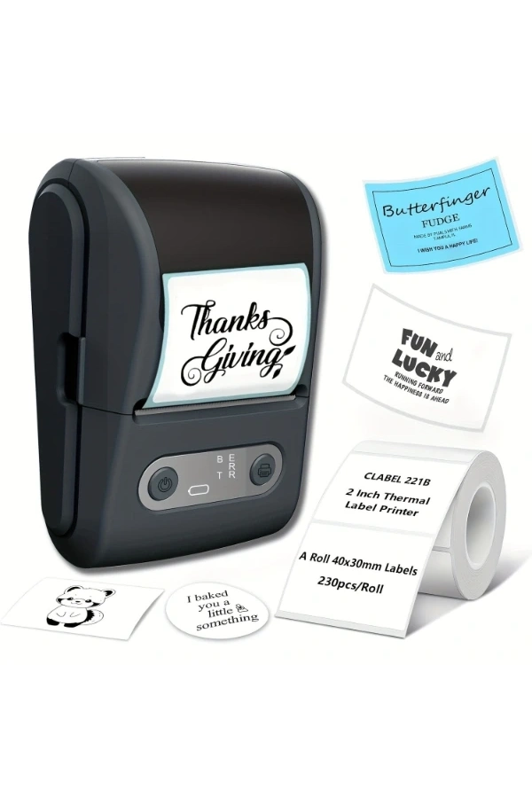 Bidebuvar Siyah Kablosuz Portatif Etiket Yazıcısı