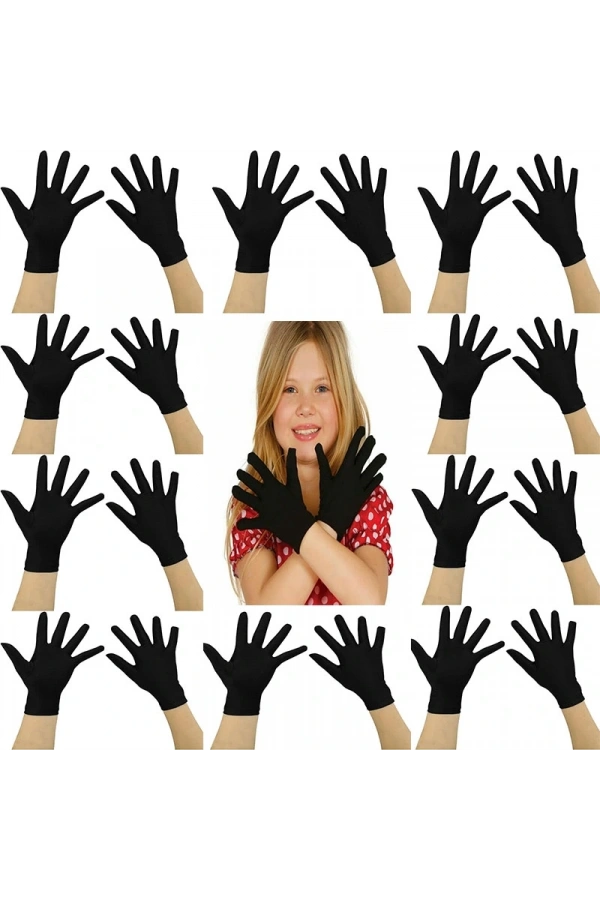 Bidebuvar Siyah Likralı Bando Gösteri Eldiveni (10 Çift)