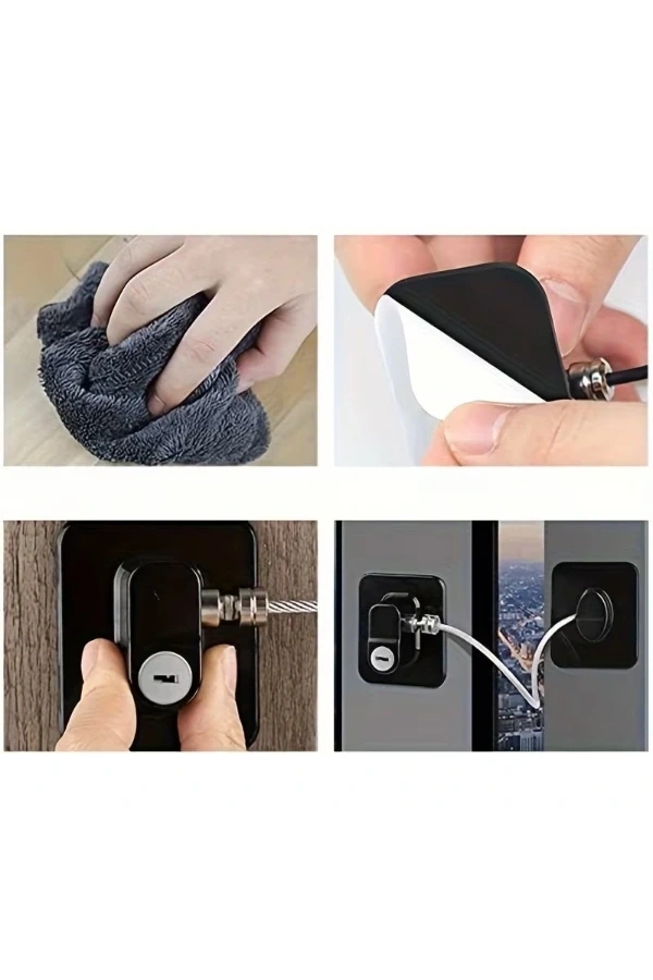 Bidebuvar Siyah Plaka Halatlı Emniyet Kilidi