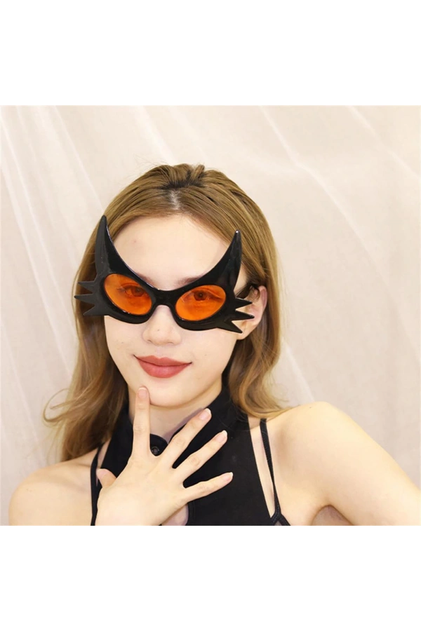 Bidebuvar Siyah Renk Bıyık Tasarımlı Kedi Gözlüğü