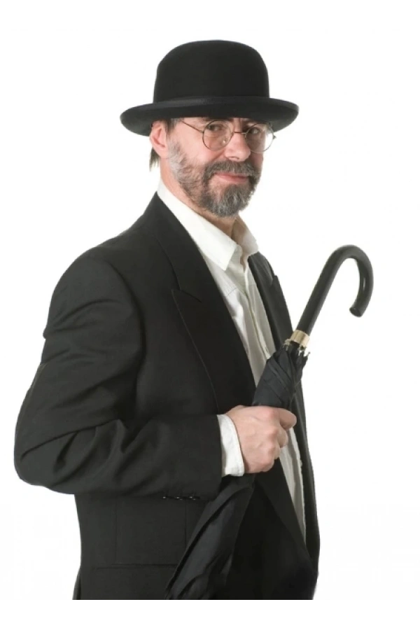 Bidebuvar Siyah Renk Yetişkin Boy Retro Bowler Derby Şapkası 58 cm