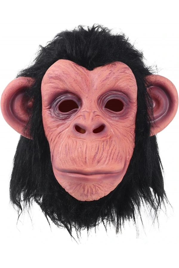 Bidebuvar Siyah Saçlı Lateks Şempanze Maskesi