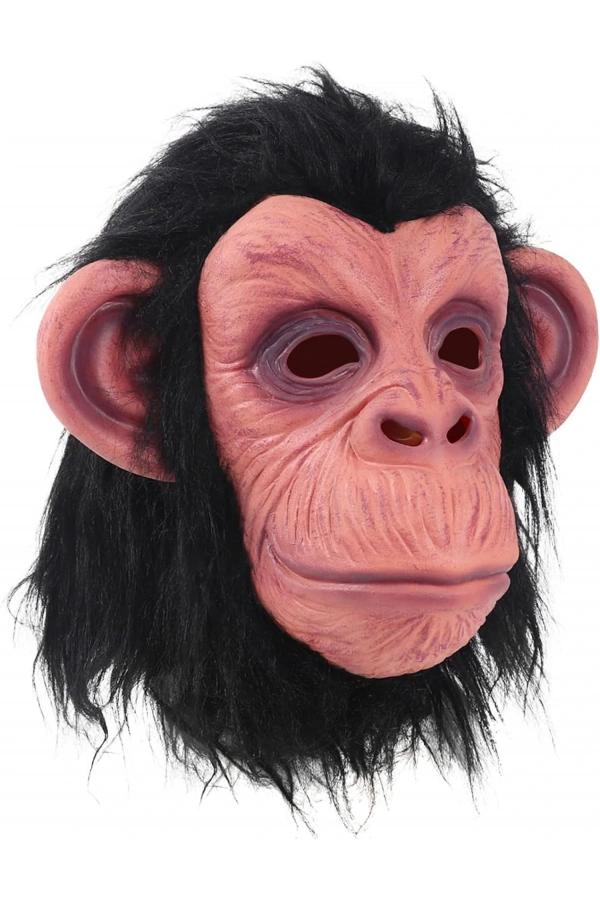 Bidebuvar Siyah Saçlı Lateks Şempanze Maskesi