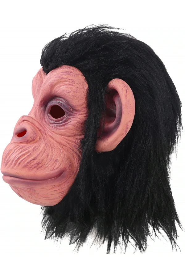 Bidebuvar Siyah Saçlı Lateks Şempanze Maskesi