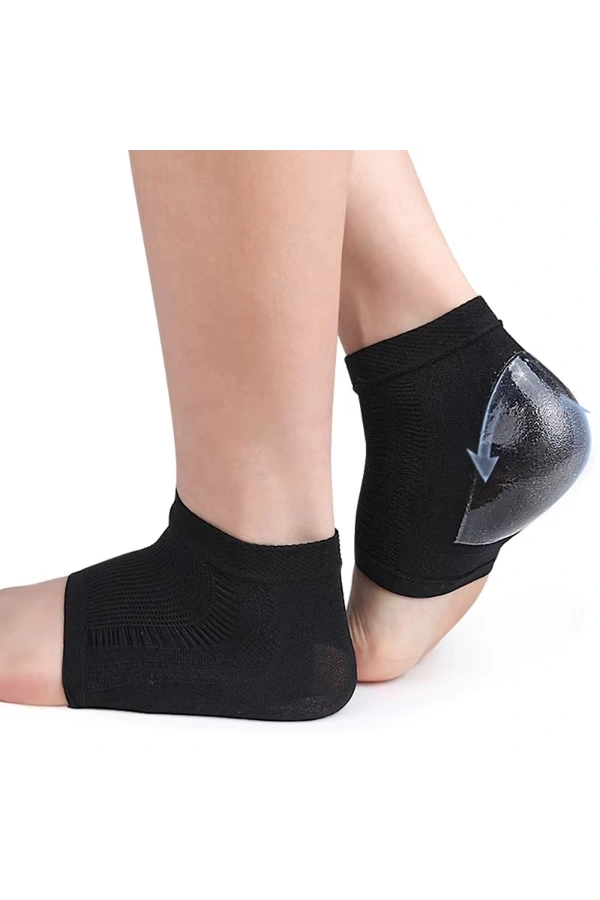 Bidebuvar Siyah Silikon Topuk Nemlendirici Çorap