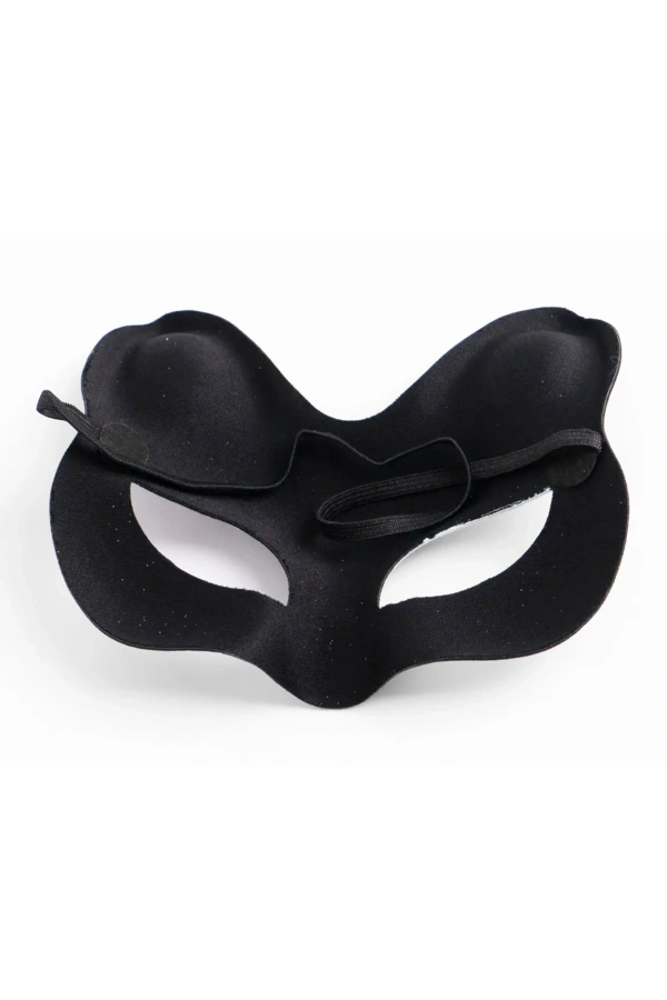 Bidebuvar Siyah Süet Gümüş Mavi Simli Kedi Maskesi