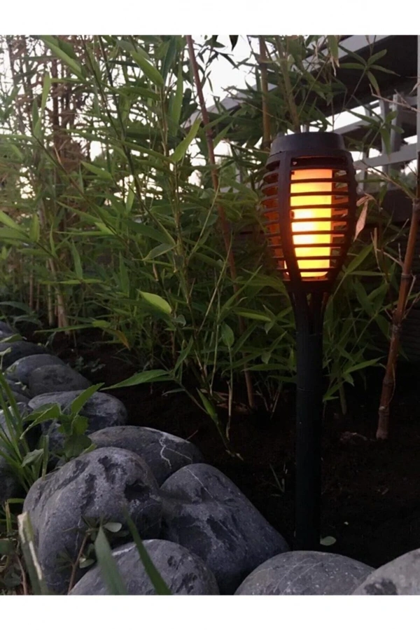 Bidebuvar Solar Alev Efektli Bahçe Lambası