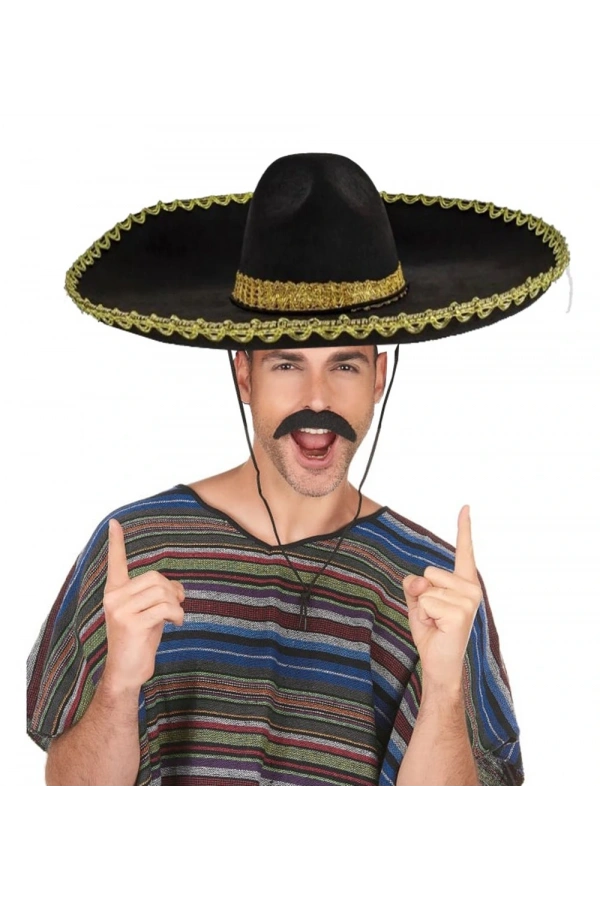 Bidebuvar Sombrero Meksika Şapkası Altın Şeritli Yetişkin Boy