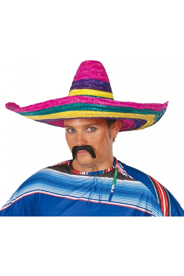 Bidebuvar Sombrero Meksika Şapkası Renkli Örme Hasır Yetişkin Boy