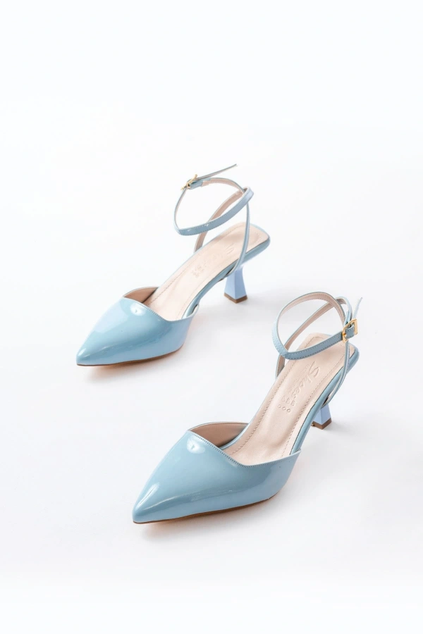 Bidebuvar ST-004 Bebe Mavi Rugan Günlük 7 cm Topuklu Bayan Ayakkabı