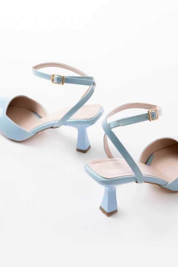 Bidebuvar ST-004 Bebe Mavi Rugan Günlük 7 cm Topuklu Bayan Ayakkabı