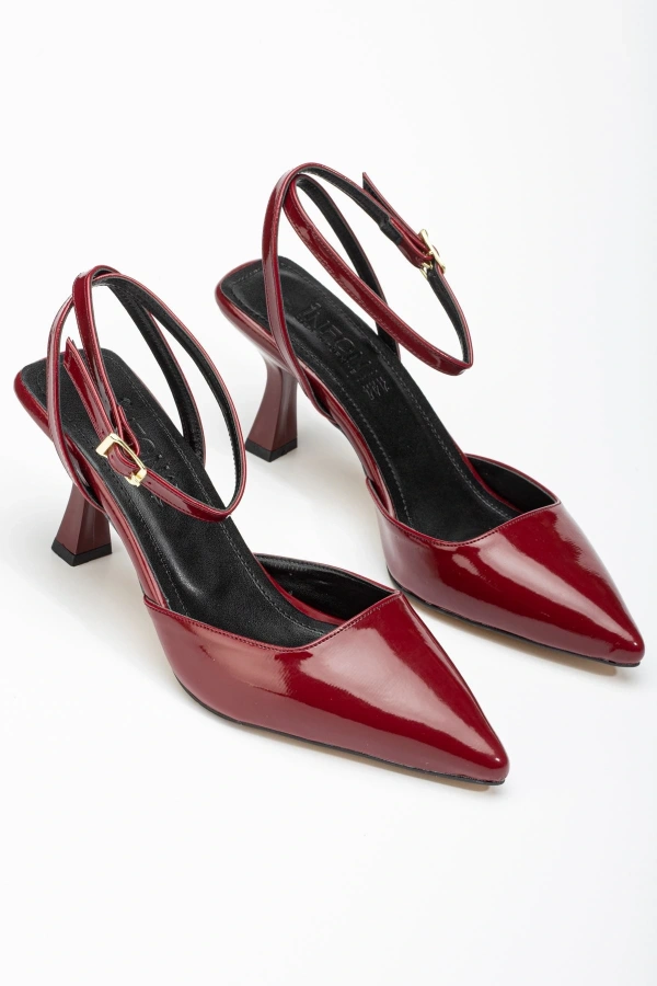 Bidebuvar ST-004 Bordo Rugan Günlük 7 cm Topuklu Bayan Ayakkabı