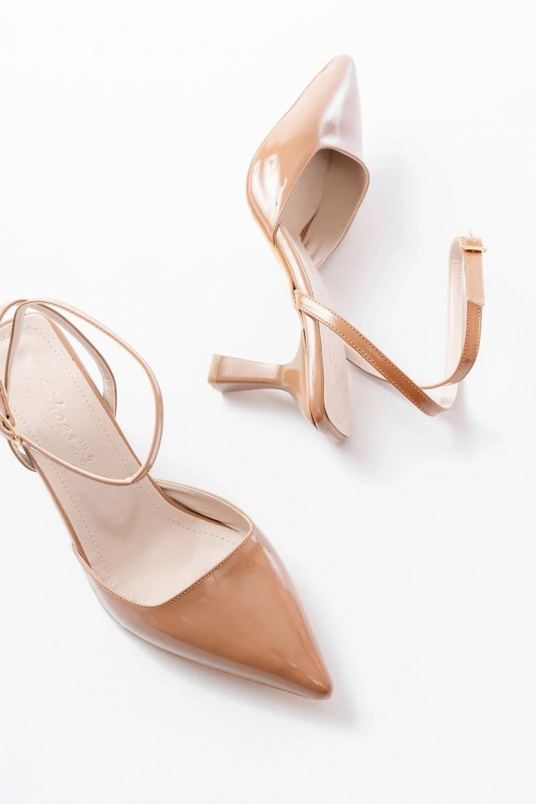 Bidebuvar ST-004 Vizon Rugan Günlük 7 cm Topuklu Bayan Ayakkabı