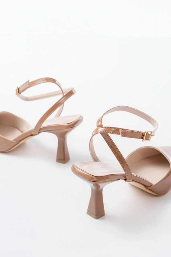 Bidebuvar ST-004 Vizon Rugan Günlük 7 cm Topuklu Bayan Ayakkabı